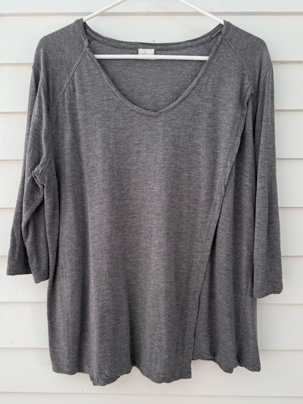 Poetry | Gray V-Neck Swing Tunic Top – Size 12